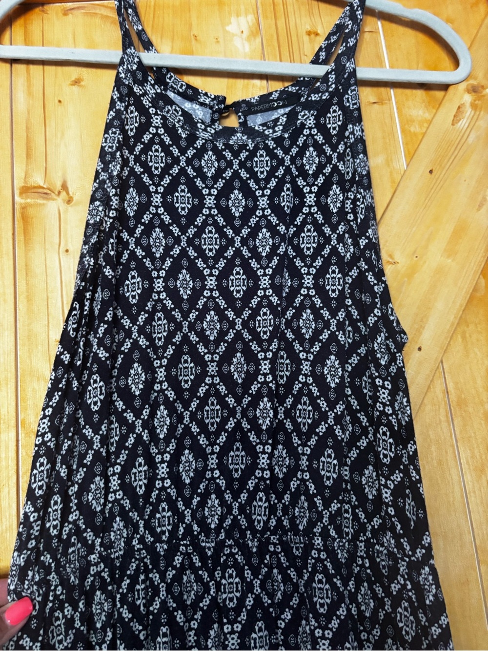 PAPERMOON Navy & White Diamond/Medallion Geometric Halter Maxi Dress - Size M - Picture 3 of 11